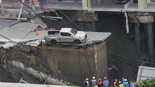 A sinkhole opens in Bangkok after road collapse during construction